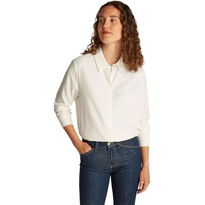 Tommy Hilfiger Dam mjuk viskos, REGULAR LS SHIRT WW0WW44045, gul, 40, Gul (elfenbenskronblad), 66 SE Tommy Hilfiger Dam mjuk viskos, REGULAR LS SHIRT WW0WW44045, gul, 40, Gul (elfenbenskronblad), 66 SE