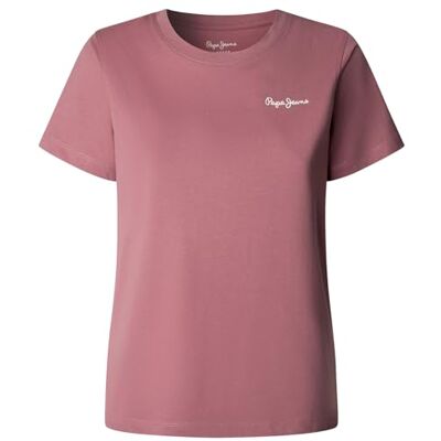 Pepe Jeans dam W Basic Logo T-shirt, Rosa (skiffer rosa), XL Pepe Jeans dam W Basic Logo T-shirt, Rosa (skiffer rosa), XL