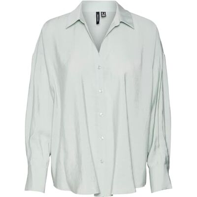 VERO MODA dam Vmqueeny Ls oversize skjorta WVN Ga Noos långärmad tröja, Siltgrön, M VERO MODA dam Vmqueeny Ls oversize skjorta WVN Ga Noos långärmad tröja, Siltgrön, M