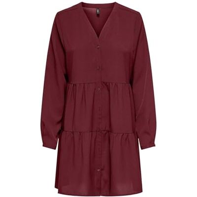 ONLY Onlnova Life Vis L/S Thea Button Dress, Cabernet, XS ONLY Onlnova Life Vis L/S Thea Button Dress, Cabernet, XS