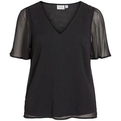 Vila Vifalia V-hals S/S topp – Noos, svart, 36 Vila Vifalia V-hals S/S topp – Noos, svart, 36