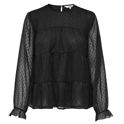 ONLY Onleliza Life Ls Dobby Top WVN, svart, XS ONLY Onleliza Life Ls Dobby Top WVN, svart, XS