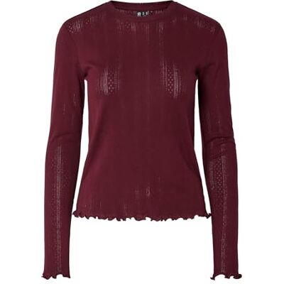 PIECES Pcmarie Ls O-Neck Poin Top JRS Noos Bc, tawny port, XL PIECES Pcmarie Ls O-Neck Poin Top JRS Noos Bc, tawny port, XL