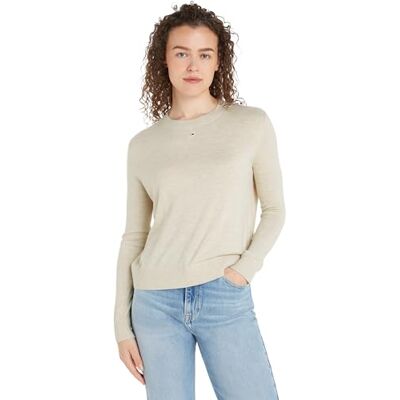 Tommy Jeans Tommy Hilfiger Dam Tjw Essential Crew Neck tröja pullover, Forntida vit melange, XXS Tommy Jeans Tommy Hilfiger Dam Tjw Essential Crew Neck tröja pullover, Forntida vit melange, XXS