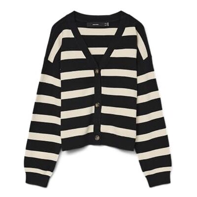 VERO MODA Vmsaba full nål Ls V-hals Cardi Noos, svart, L VERO MODA Vmsaba full nål Ls V-hals Cardi Noos, svart, L