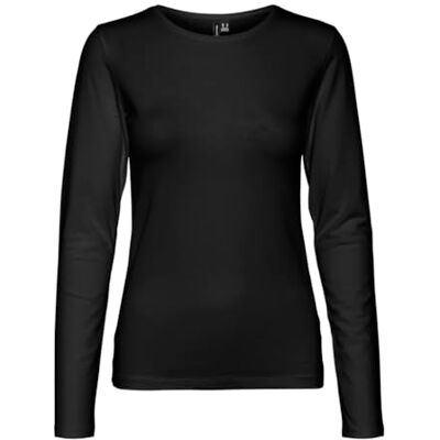 VERO MODA VMLULU LS O-hals topp JRS GA NOOS, svart, XL VERO MODA VMLULU LS O-hals topp JRS GA NOOS, svart, XL