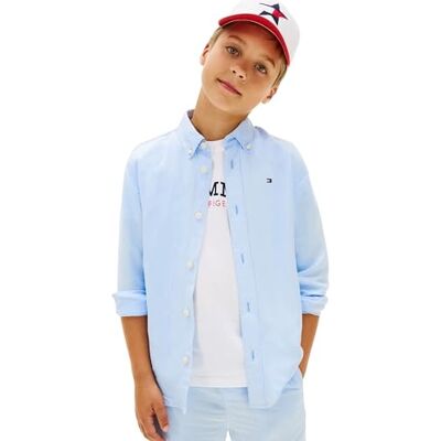 Tommy Hilfiger pojke linneblandning avslappnad skjorta Ls KB0KB09550 skjortor, blå (gullblå), 7 år Tommy Hilfiger pojke linneblandning avslappnad skjorta Ls KB0KB09550 skjortor, blå (gullblå), 7 år