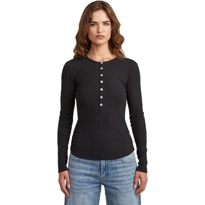 G-STAR Henley Slim t ls wmn, Svart (Dk Black D27975-e136-6484), XXS G-STAR Henley Slim t ls wmn, Svart (Dk Black D27975-e136-6484), XXS
