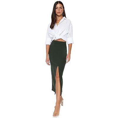 Trendyol kvinna pennkjol smal passform stickad kjol, khaki, S, Khaki, S Trendyol kvinna pennkjol smal passform stickad kjol, khaki, S, Khaki, S