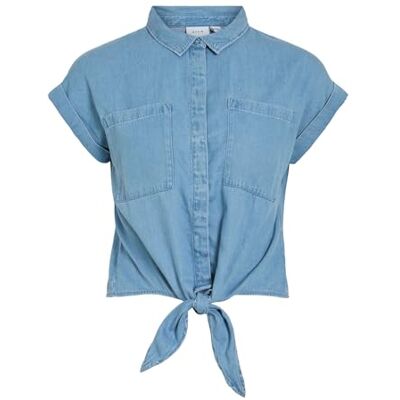 Vila Vinea S/S slips skjorta MBD, Mellanblå denim, 40 Vila Vinea S/S slips skjorta MBD, Mellanblå denim, 40
