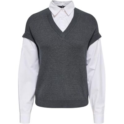 ONLY Dam Onlpayson LS Polo mix väst KNT, mörkgrå blandning, XS, Mörkgrå blandning, XS ONLY Dam Onlpayson LS Polo mix väst KNT, mörkgrå blandning, XS, Mörkgrå blandning, XS