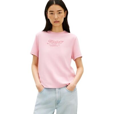 Tommy Hilfiger dam Tilt Graphic Reg C-Nk Ss Tee WW0WW48707, rosa, M Tommy Hilfiger dam Tilt Graphic Reg C-Nk Ss Tee WW0WW48707, rosa, M