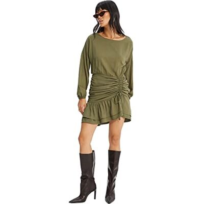 Trendyol Minibodycon normal passform tyg klänning för kvinnor, kaki, 42 Trendyol Minibodycon normal passform tyg klänning för kvinnor, kaki, 42