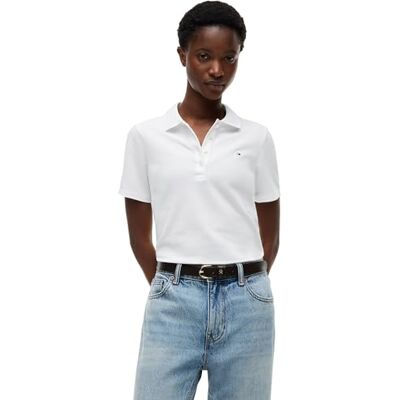 Tommy Hilfiger 1985 Slim Pikétröja SS S/S, Th optisk vit, XL dam, Th optisk vit, XL Tommy Hilfiger 1985 Slim Pikétröja SS S/S, Th optisk vit, XL dam, Th optisk vit, XL