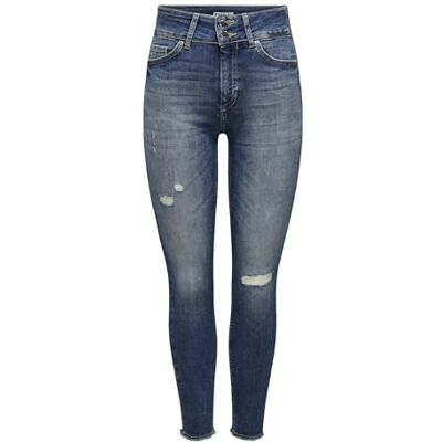 ONLY Onlblush Hw Db Destroy Rw ANK DNM Dot jeans, Mellanblå denim, (M) W x 30L ONLY Onlblush Hw Db Destroy Rw ANK DNM Dot jeans, Mellanblå denim, (M) W x 30L