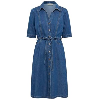 Cream dam Women's Shirt Dress Denim Half Sleeves Knee Length Belted Regular Fit Klänning Cream dam Women's Shirt Dress Denim Half Sleeves Knee Length Belted Regular Fit Klänning