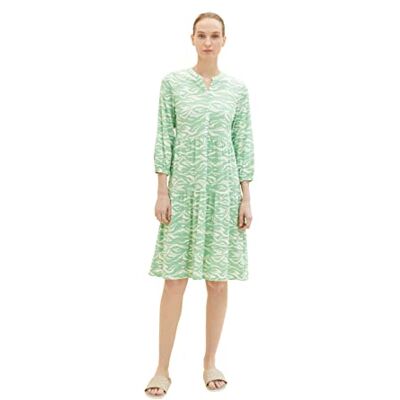 TOM TAILOR Damer klänning 1035221, 31574 Green Small Wavy Design, 46 TOM TAILOR Damer klänning 1035221, 31574 Green Small Wavy Design, 46