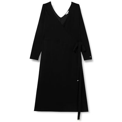 Tommy Hilfiger kvinnors CRV släta linjer WRAP MIDI klänning svart 52, Svart, 52 Tommy Hilfiger kvinnors CRV släta linjer WRAP MIDI klänning svart 52, Svart, 52