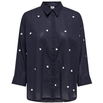 ONLY Onlnew Lina Grace Ls Emb Shirt Noos WVN, natthimmel, L ONLY Onlnew Lina Grace Ls Emb Shirt Noos WVN, natthimmel, L
