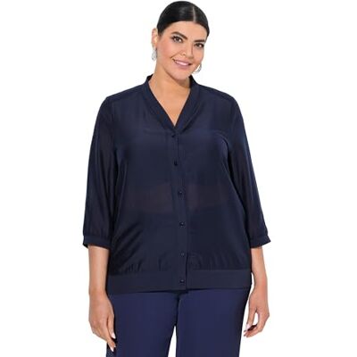 Ulla Popken gs1 data protected company 406978700005 dam blus, lätt och transparent kavaj, marinblå, 50-52 Ulla Popken gs1 data protected company 406978700005 dam blus, lätt och transparent kavaj, marinblå, 50-52