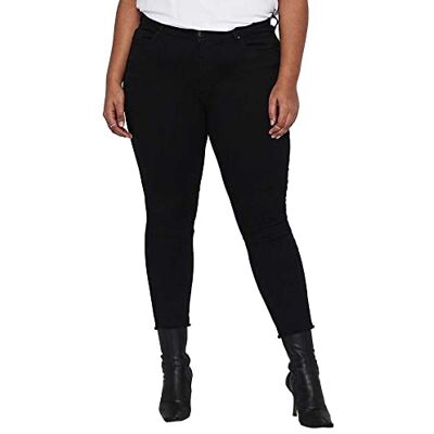 ONLY Carmakoma Dam Carwilly Reg Sk Ak Raw Rea2343 Noos jeans, svart, 48/34 ONLY Carmakoma Dam Carwilly Reg Sk Ak Raw Rea2343 Noos jeans, svart, 48/34