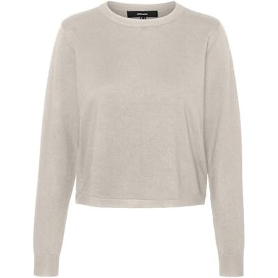 VERO MODA Dam Vmsilje LS rund hals kort pullover Ga Noos stickad tröja, månstråle, S, Månstråle, S VERO MODA Dam Vmsilje LS rund hals kort pullover Ga Noos stickad tröja, månstråle, S, Månstråle, S