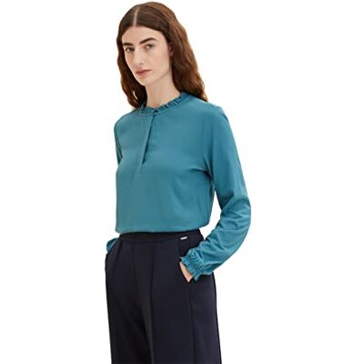 TOM TAILOR Damer Långärmad tröja med volangdetalj 1034202, 13222 Pastel Teal, XS TOM TAILOR Damer Långärmad tröja med volangdetalj 1034202, 13222 Pastel Teal, XS
