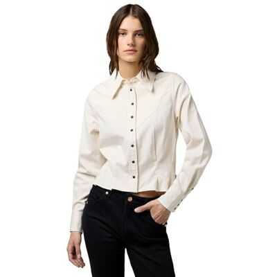 Wrangler Femme Peplum skjorta, Pinstar White, M Wrangler Femme Peplum skjorta, Pinstar White, M