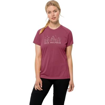 Jack Wolfskin Dam Morobbia Vent T W kortärmad t-shirt, Sangria röd, S, Sangria röd, S Jack Wolfskin Dam Morobbia Vent T W kortärmad t-shirt, Sangria röd, S, Sangria röd, S