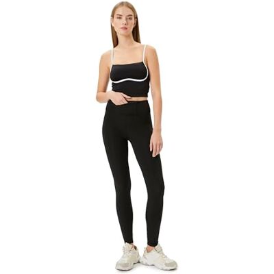 Koton Dam basic sportficka detalj slim fit leggings, Svart (999), M Koton Dam basic sportficka detalj slim fit leggings, Svart (999), M