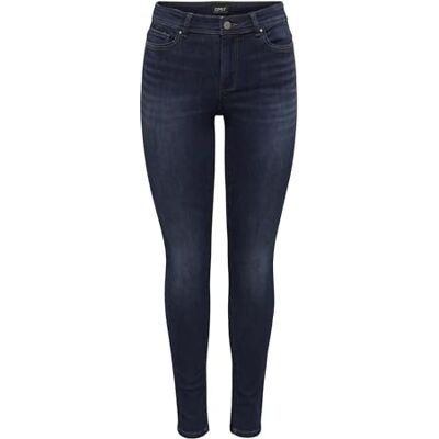ONLY Dam skinny jeans ONLWAUW medium midja skinny fit jeans, Mörkblå denim, L / 34L ONLY Dam skinny jeans ONLWAUW medium midja skinny fit jeans, Mörkblå denim, L / 34L