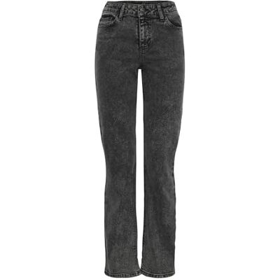 PIECES Raka jeans för kvinnor, Mörkgrå denim, 30W x 32L PIECES Raka jeans för kvinnor, Mörkgrå denim, 30W x 32L