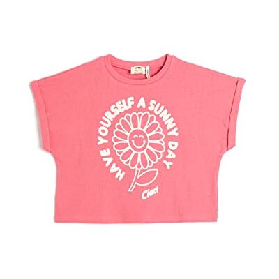 Koton Girls's Crop överdimensionerad kortärmad crew neck bomull t-shirt, Rosa (286), 4-5 Jahre Koton Girls's Crop överdimensionerad kortärmad crew neck bomull t-shirt, Rosa (286), 4-5 Jahre