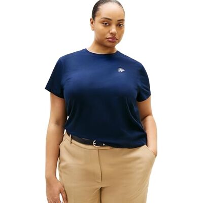 Tommy Hilfiger kvinnors CRV TH Script REG C-NK SS TEE WW0WW49517 S/S t-shirt, blå (mörk natt marinblå), 48, Blå (mörk natt marinblå), 74 Tommy Hilfiger kvinnors CRV TH Script REG C-NK SS TEE WW0WW49517 S/S t-shirt, blå (mörk natt marinblå), 48, Blå (mörk natt marinblå), 74