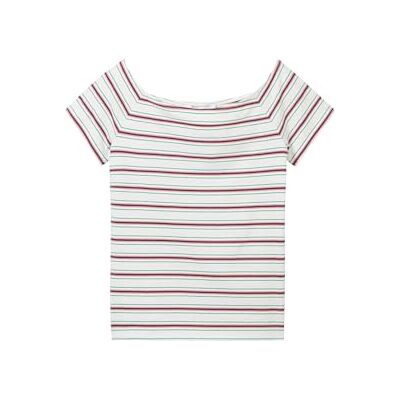 TOM TAILOR Denim T-shirt för kvinnor, 35338 – vit flerfärgad randig, L TOM TAILOR Denim T-shirt för kvinnor, 35338 – vit flerfärgad randig, L