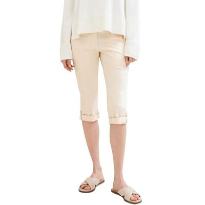 TOM TAILOR Dam Tapered Fit byxor, 32180 – Fawn Beige Offwhite Stripe, 34 SE TOM TAILOR Dam Tapered Fit byxor, 32180 – Fawn Beige Offwhite Stripe, 34 SE