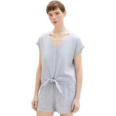 TOM TAILOR Denim Damblus, 31715 – vit blå vertikal remsa, XXL TOM TAILOR Denim Damblus, 31715 – vit blå vertikal remsa, XXL