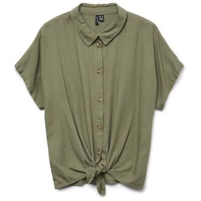 VERO MODA dam Vmthea Ss Tie Shirt WVN Noos, Djupt ljus grön, L VERO MODA dam Vmthea Ss Tie Shirt WVN Noos, Djupt ljus grön, L