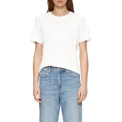 s.Oliver T-shirt med smyckespärlor i Relaxed Fit, Vit, 44 s.Oliver T-shirt med smyckespärlor i Relaxed Fit, Vit, 44