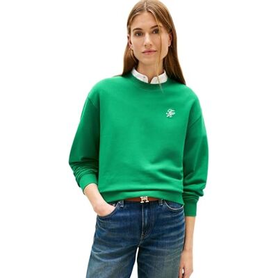 Tommy Hilfiger Dam Th Script Reg Sweatshirt WW0WW48724, grön, M Tommy Hilfiger Dam Th Script Reg Sweatshirt WW0WW48724, grön, M