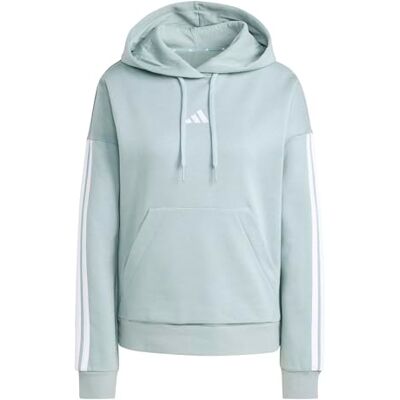 adidas Kobiety ESSENTIALS 3-STRIPES FLEECE HOODIE, Wonder Sage/white, L adidas Kobiety ESSENTIALS 3-STRIPES FLEECE HOODIE, Wonder Sage/white, L