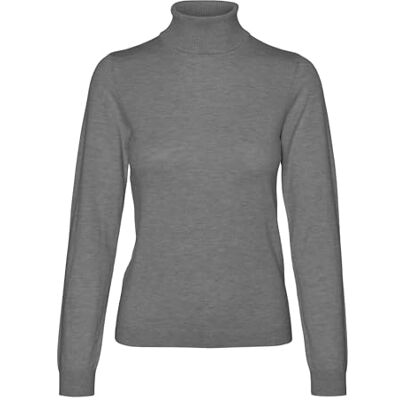 VERO MODA Vmiris Ls Rollneck pullover Ga Noos stickad tröja, medium grå melange, M, Medium grå melange, M VERO MODA Vmiris Ls Rollneck pullover Ga Noos stickad tröja, medium grå melange, M, Medium grå melange, M