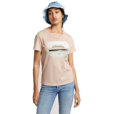 G-STAR RAW dam abstrakt vatten färg tryck R T Wmn t-shirt, Rosa (Rugby Tan D24643-4107-g373), XL G-STAR RAW dam abstrakt vatten färg tryck R T Wmn t-shirt, Rosa (Rugby Tan D24643-4107-g373), XL