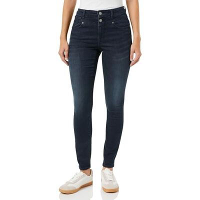 ONLY Onlwauw HW Dou But Cut Skinny DNM Ext Jeans dam, Blå svart denim, (S) W x 34L ONLY Onlwauw HW Dou But Cut Skinny DNM Ext Jeans dam, Blå svart denim, (S) W x 34L