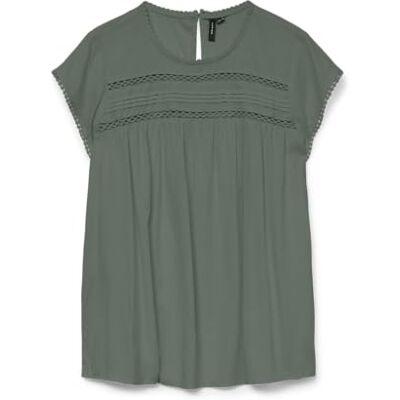 VERO MODA Vmdebbie Falte S/L Top gaskrokar för kvinnor, lastbilskrans, M VERO MODA Vmdebbie Falte S/L Top gaskrokar för kvinnor, lastbilskrans, M