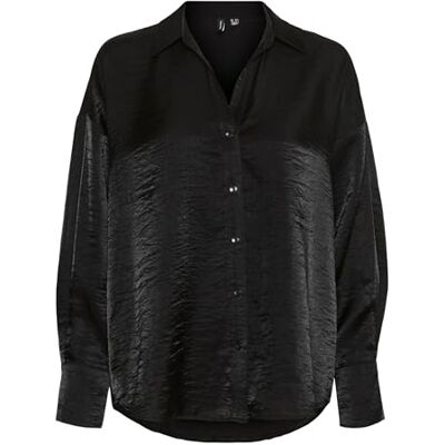 VERO MODA VMQUEENY LS skjorta WVN GA NOOS, Svart/detalj: skinn, M VERO MODA VMQUEENY LS skjorta WVN GA NOOS, Svart/detalj: skinn, M