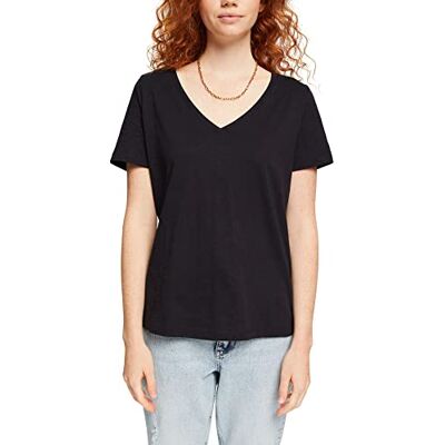 ESPRIT Basic T-shirt för kvinnor med rund hals, 001/Svart Ny 2, XXS ESPRIT Basic T-shirt för kvinnor med rund hals, 001/Svart Ny 2, XXS