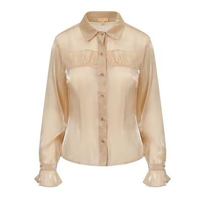 BALOU Organza-skjorta för kvinnor blus, Guld, 16 BALOU Organza-skjorta för kvinnor blus, Guld, 16