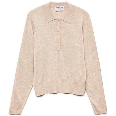 VERO MODA Awsikita Ls O-hals polo stickad Noos, Naturlig blandning, M VERO MODA Awsikita Ls O-hals polo stickad Noos, Naturlig blandning, M
