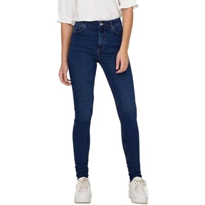 ONLY Onldruna Hw Skinny DNM Pimbox jeans för kvinnor, Mörk medium blå denim, 30W x 32L ONLY Onldruna Hw Skinny DNM Pimbox jeans för kvinnor, Mörk medium blå denim, 30W x 32L
